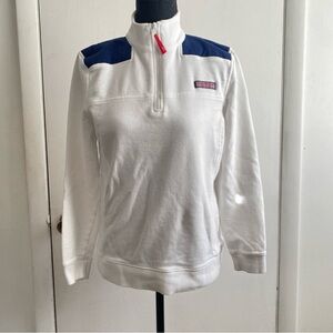 Vineyard Vines White Half-Zip Pullover with Navy Accents